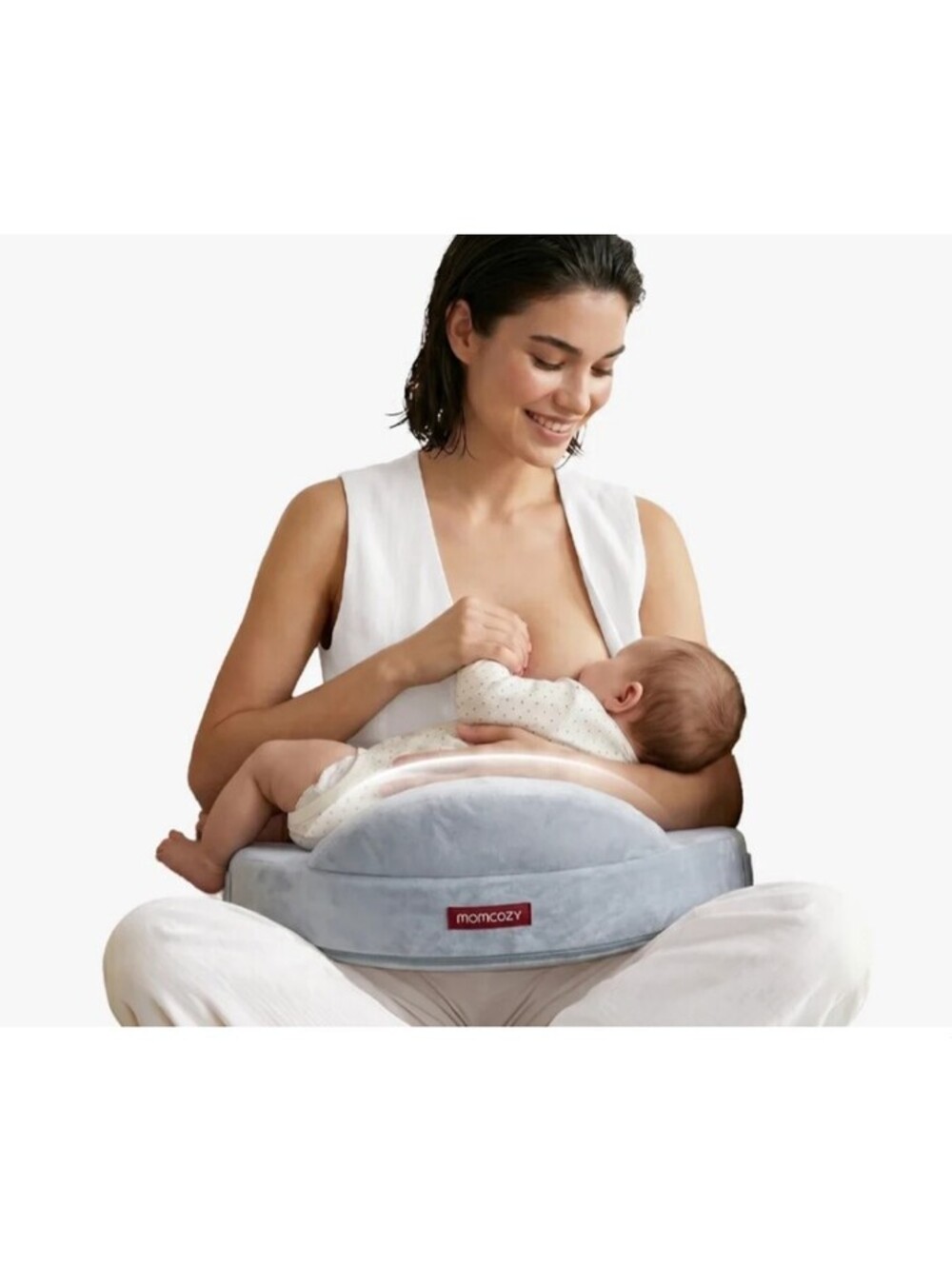 momcozy Gray Memory Foam Nursing Pillow with Removable Cover